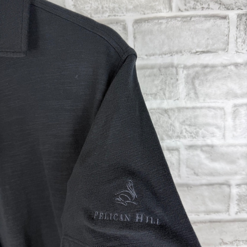 G/FORE Mens Black Slub Texture Golf Polo Shirt Pelican Hill Logo LARGE Stretch - Picture 3 of 7